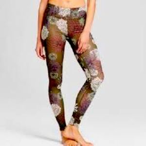 Joy Lab green and brown floral leggings